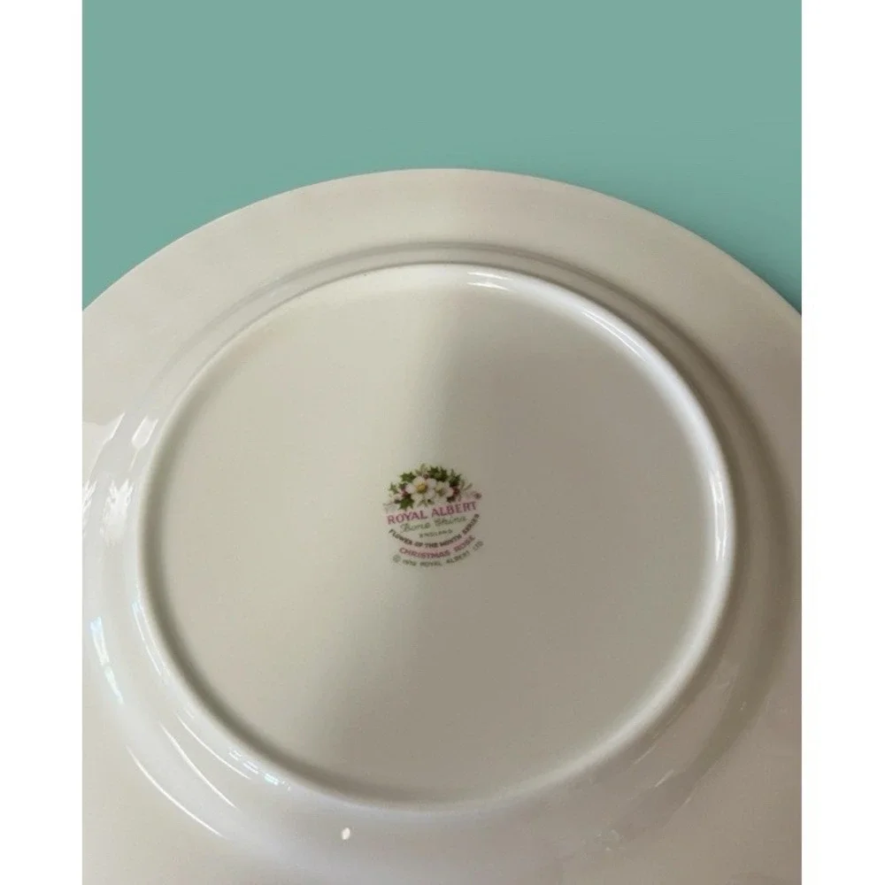 Royal Albert Birthday Breakfast Teacup Saucer Plate December Christmas England